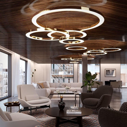 Modern Ring LED Pendant Light - Dimmable, Adjustable Height