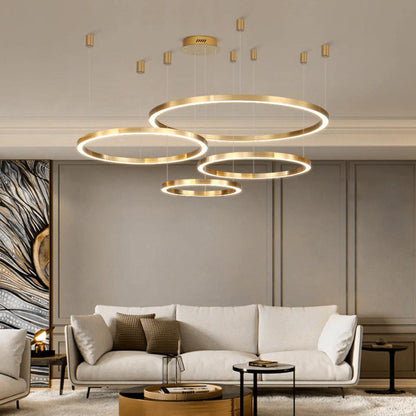 Modern Ring LED Pendant Light - Dimmable, Adjustable Height