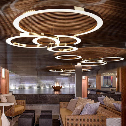 Modern Ring LED Pendant Light - Dimmable, Adjustable Height