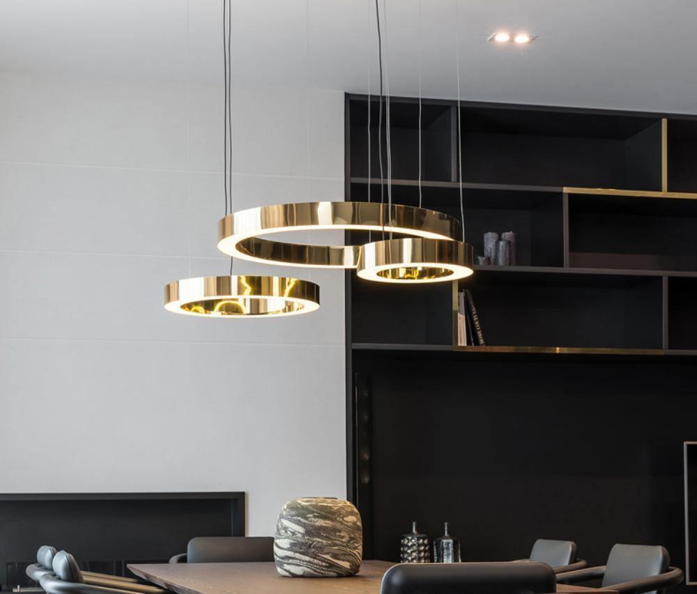 Modern Ring LED Pendant Light - Dimmable, Adjustable Height