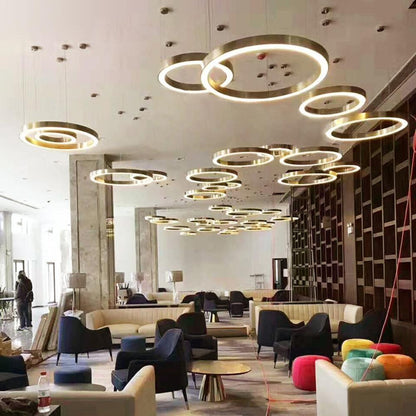 Modern Ring LED Pendant Light - Dimmable, Adjustable Height