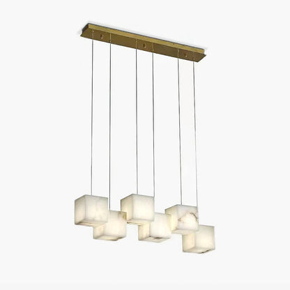 Elegant Alabaster Box Chandelier with Adjustable Brightness & Unique D