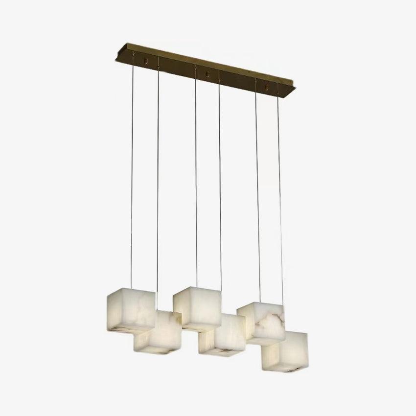 Elegant Alabaster Box Chandelier with Adjustable Brightness & Unique D