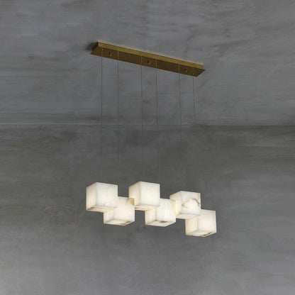 Elegant Alabaster Box Chandelier with Adjustable Brightness & Unique D
