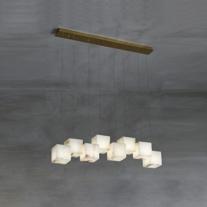 Elegant Alabaster Box Chandelier with Adjustable Brightness & Unique D