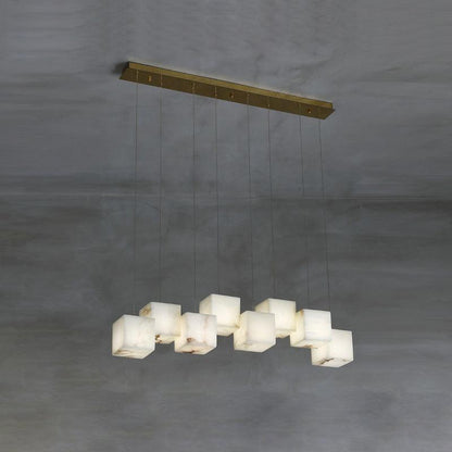 Elegant Alabaster Box Chandelier with Adjustable Brightness & Unique D