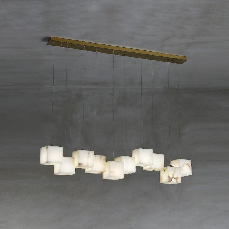 Elegant Alabaster Box Chandelier with Adjustable Brightness & Unique D