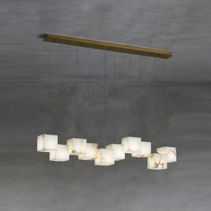 Elegant Alabaster Box Chandelier with Adjustable Brightness & Unique D
