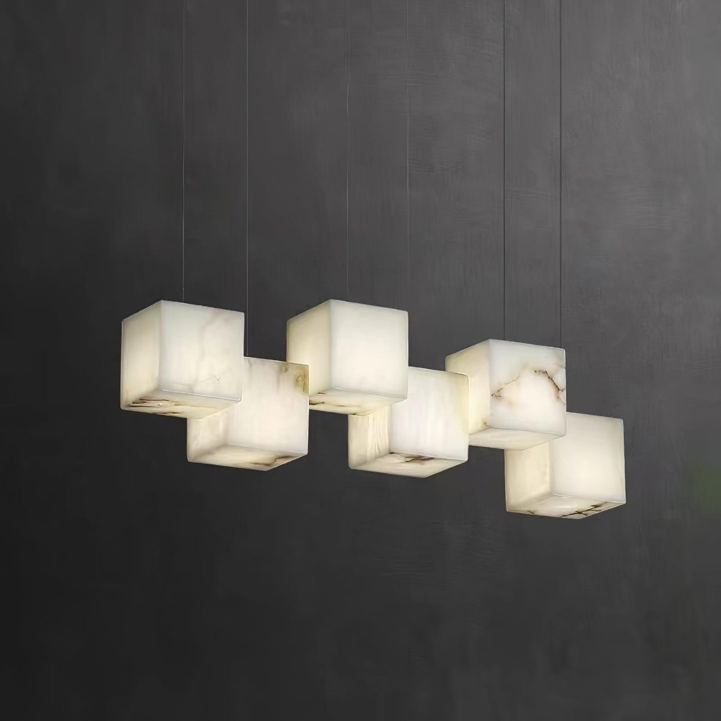 Elegant Alabaster Box Chandelier with Adjustable Brightness & Unique D