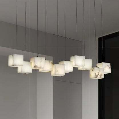 Elegant Alabaster Box Chandelier with Adjustable Brightness & Unique D