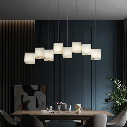 Elegant Alabaster Box Chandelier with Adjustable Brightness & Unique D