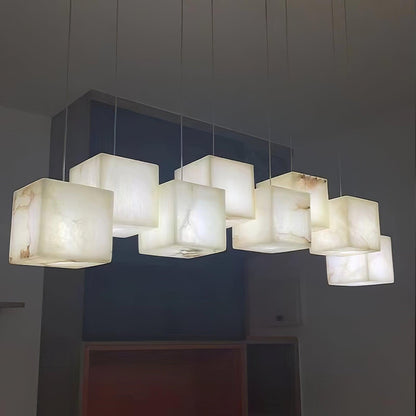 Elegant Alabaster Box Chandelier with Adjustable Brightness & Unique D