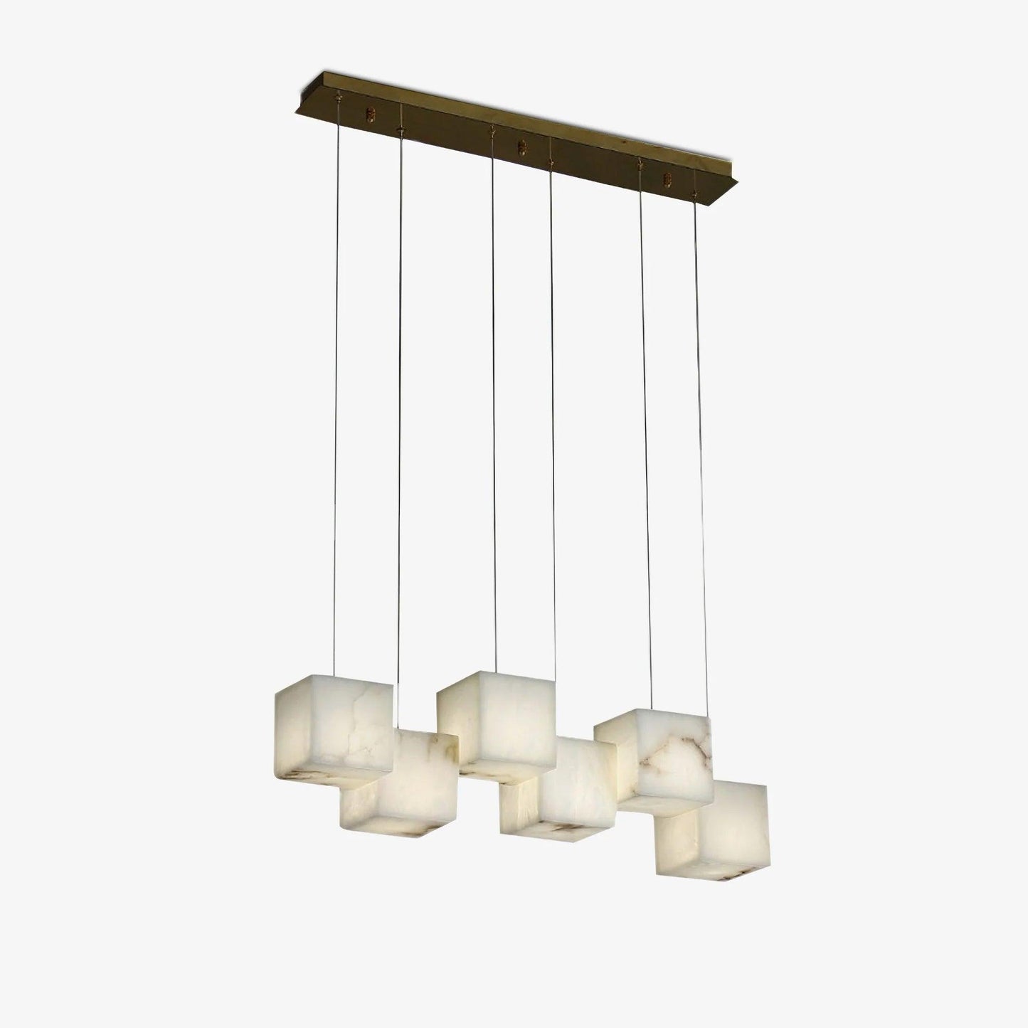 Elegant Alabaster Box Chandelier with Adjustable Brightness & Unique D