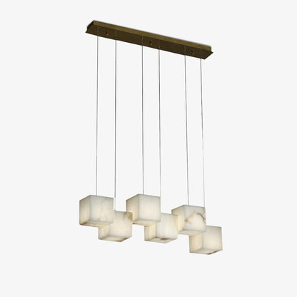 Elegant Alabaster Box Chandelier with Adjustable Brightness & Unique D