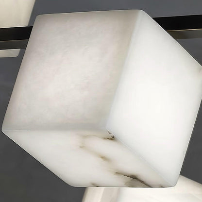 Alabaster Square Box Chandelier - Elegant Design with Adjustable Heigh