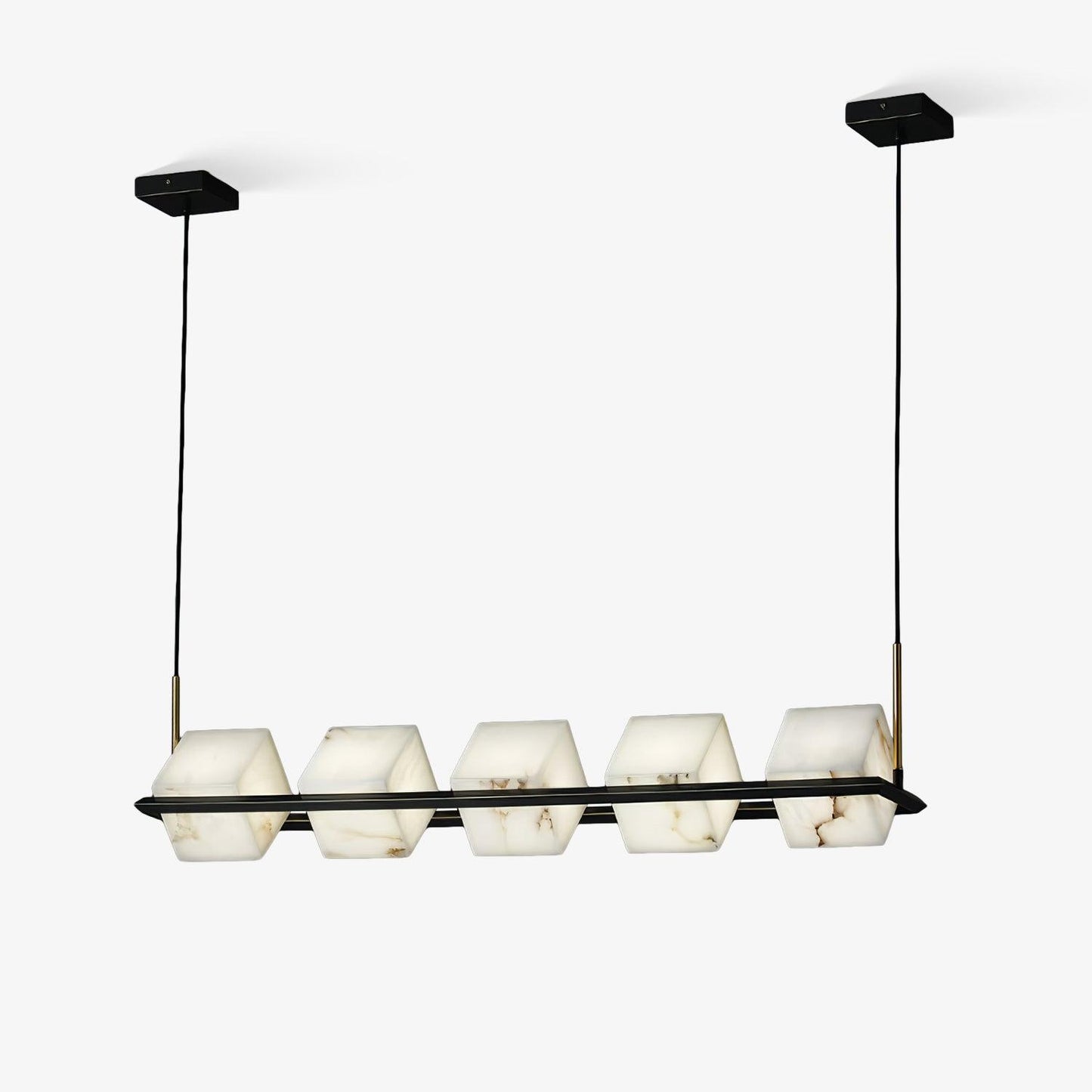 Alabaster Square Box Chandelier - Elegant Design with Adjustable Heigh
