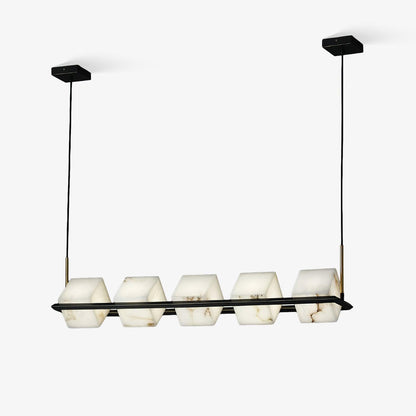 Alabaster Square Box Chandelier - Elegant Design with Adjustable Heigh