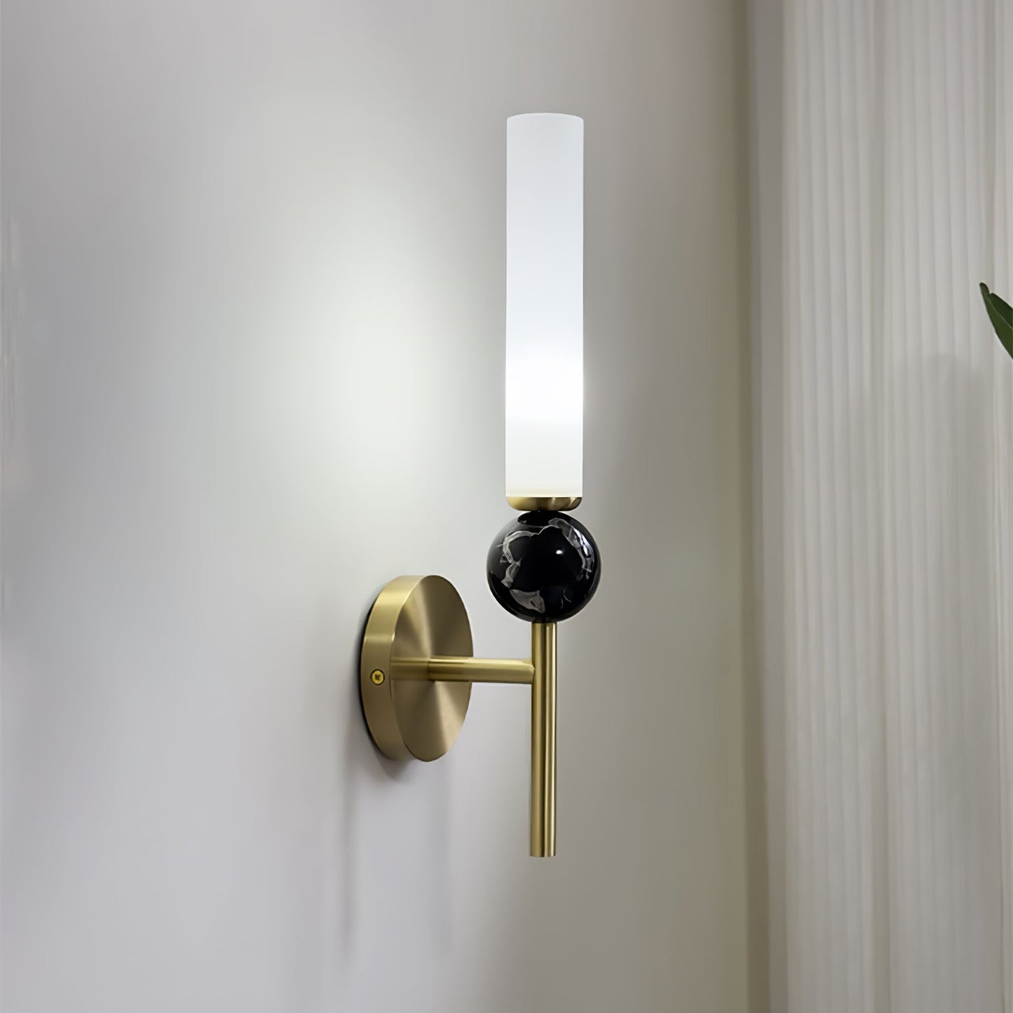 Elegant Marble Vertical Wall Lamp with Adjustable Brightness & Energy