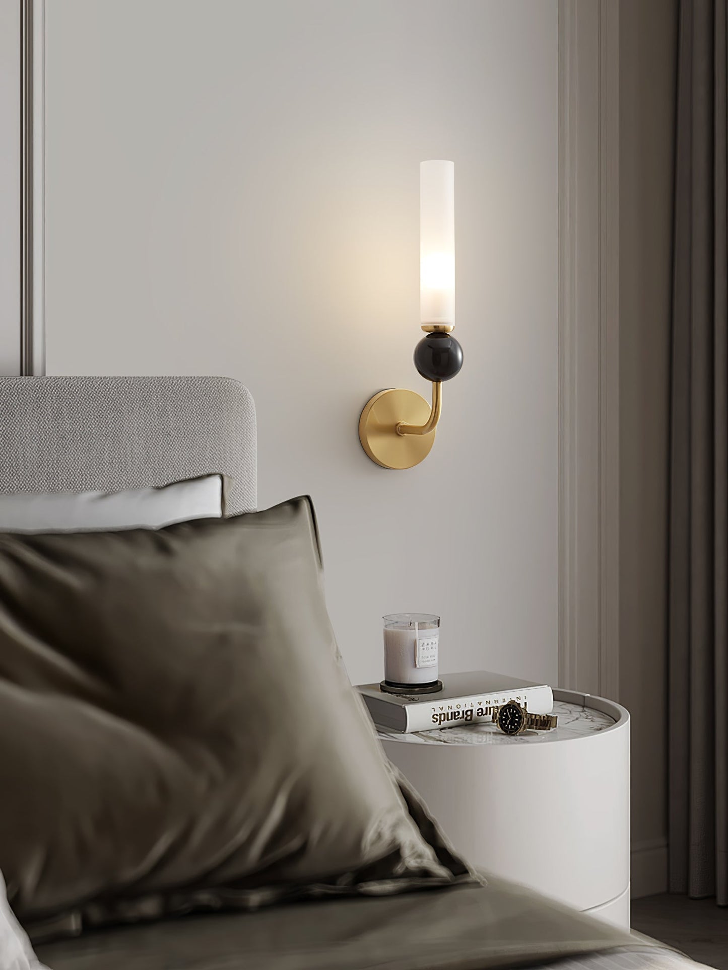 Elegant Marble Vertical Wall Lamp with Adjustable Brightness & Energy