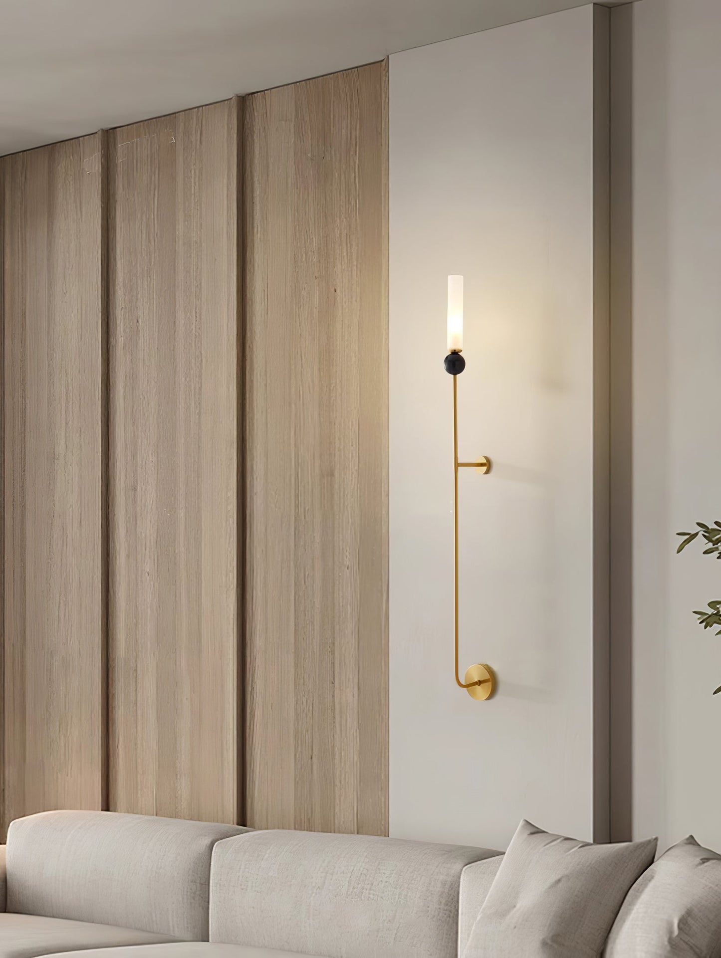 Elegant Marble Vertical Wall Lamp with Adjustable Brightness & Energy