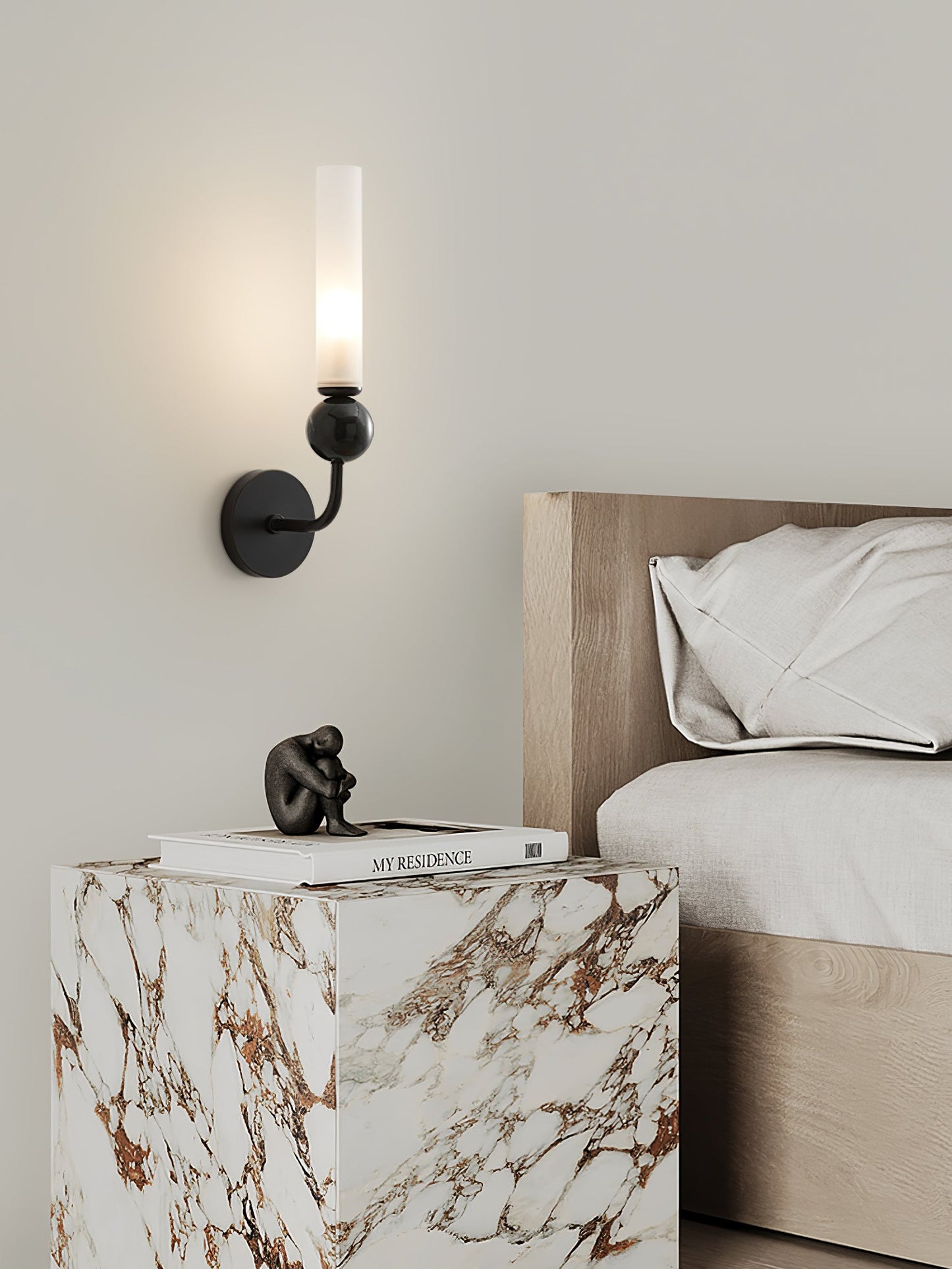Elegant Marble Vertical Wall Lamp with Adjustable Brightness & Energy