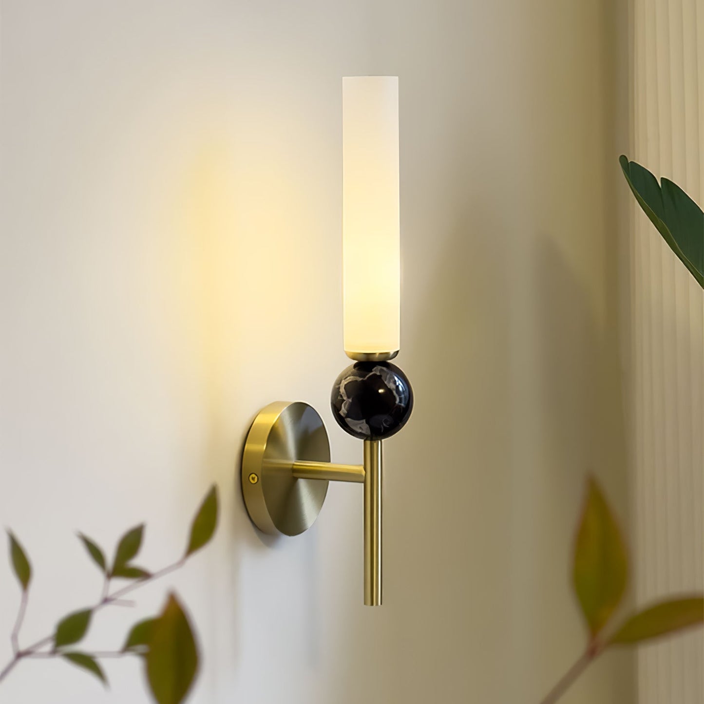 Elegant Marble Vertical Wall Lamp with Adjustable Brightness & Energy