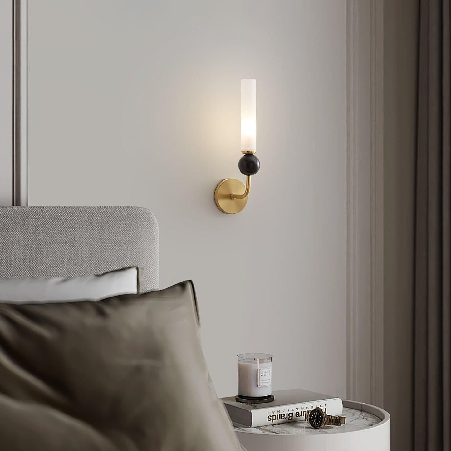 Elegant Marble Vertical Wall Lamp with Adjustable Brightness & Energy