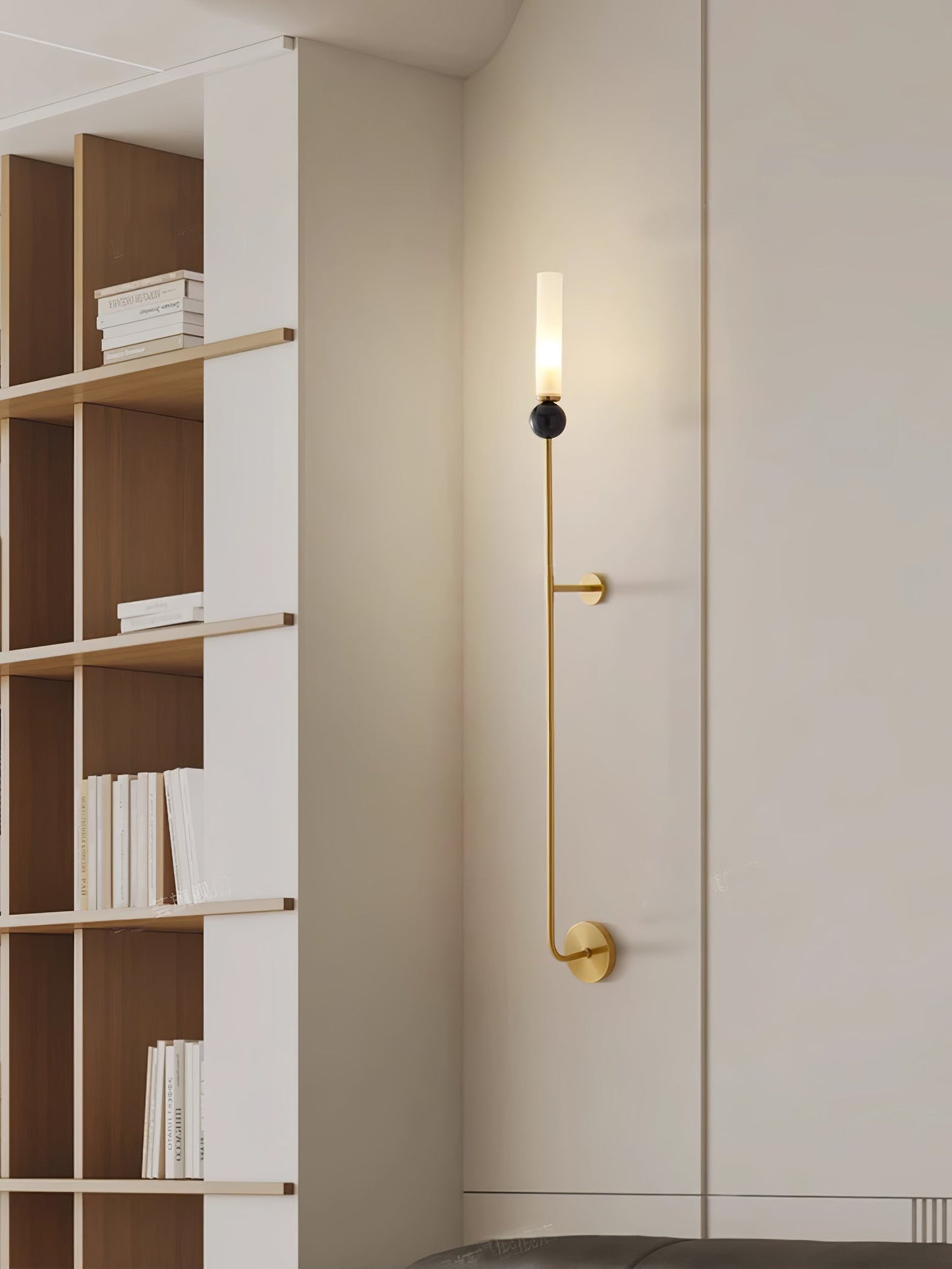 Elegant Marble Vertical Wall Lamp with Adjustable Brightness & Energy
