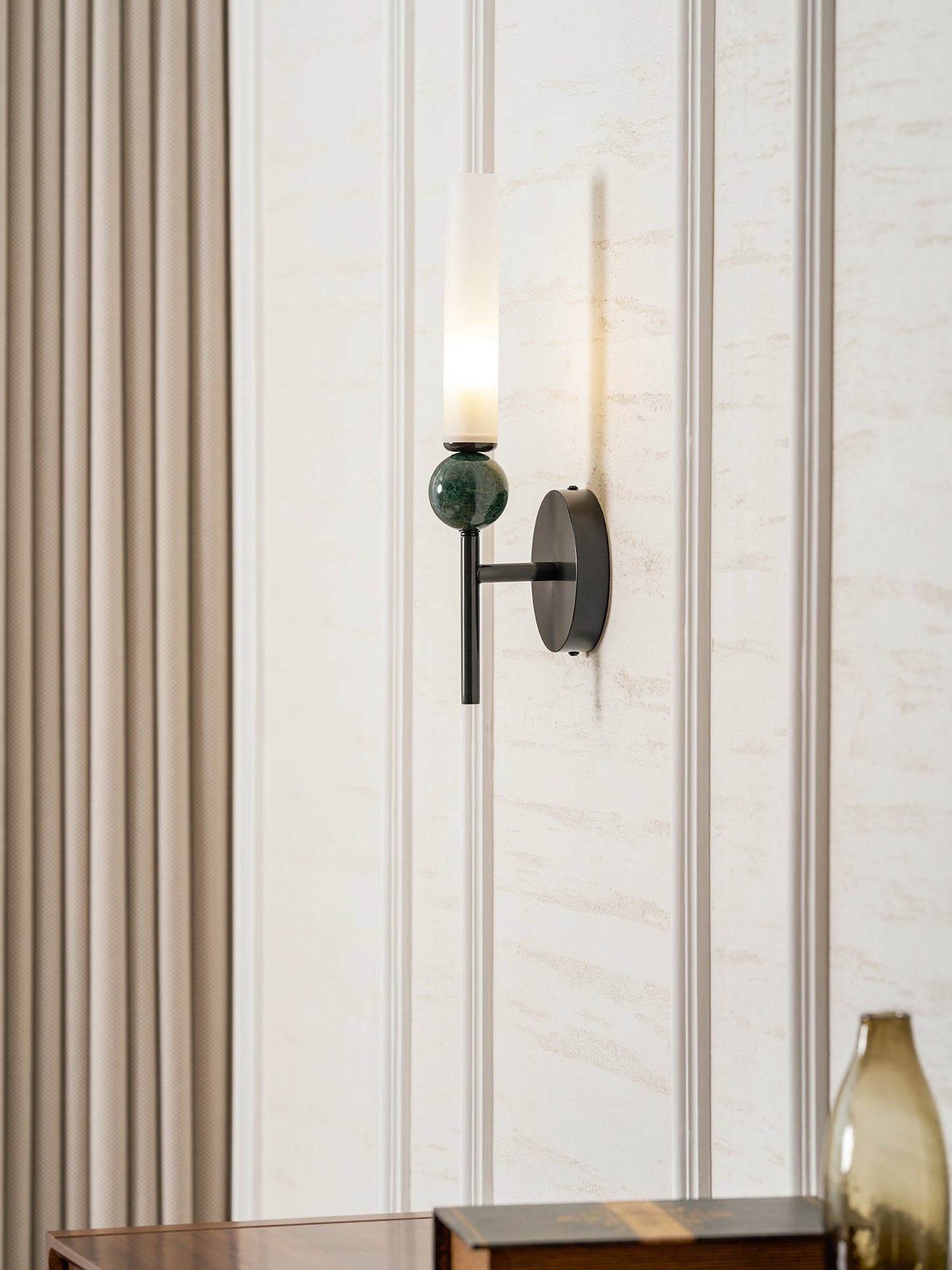 Elegant Marble Vertical Wall Lamp with Adjustable Brightness & Energy