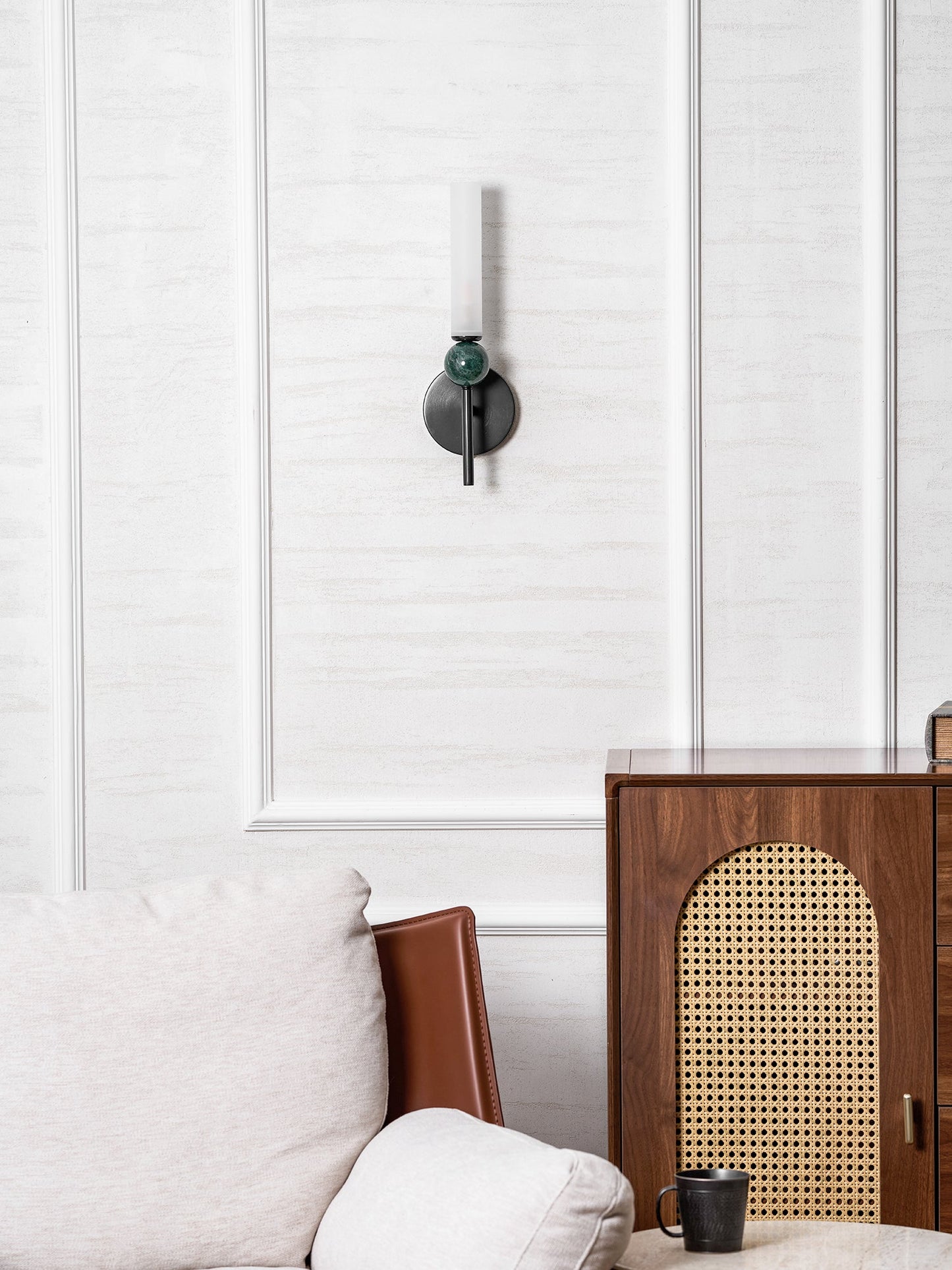 Elegant Marble Vertical Wall Lamp with Adjustable Brightness & Energy