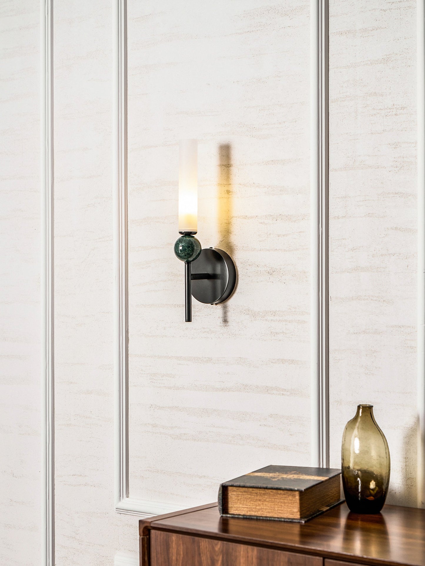 Elegant Marble Vertical Wall Lamp with Adjustable Brightness & Energy
