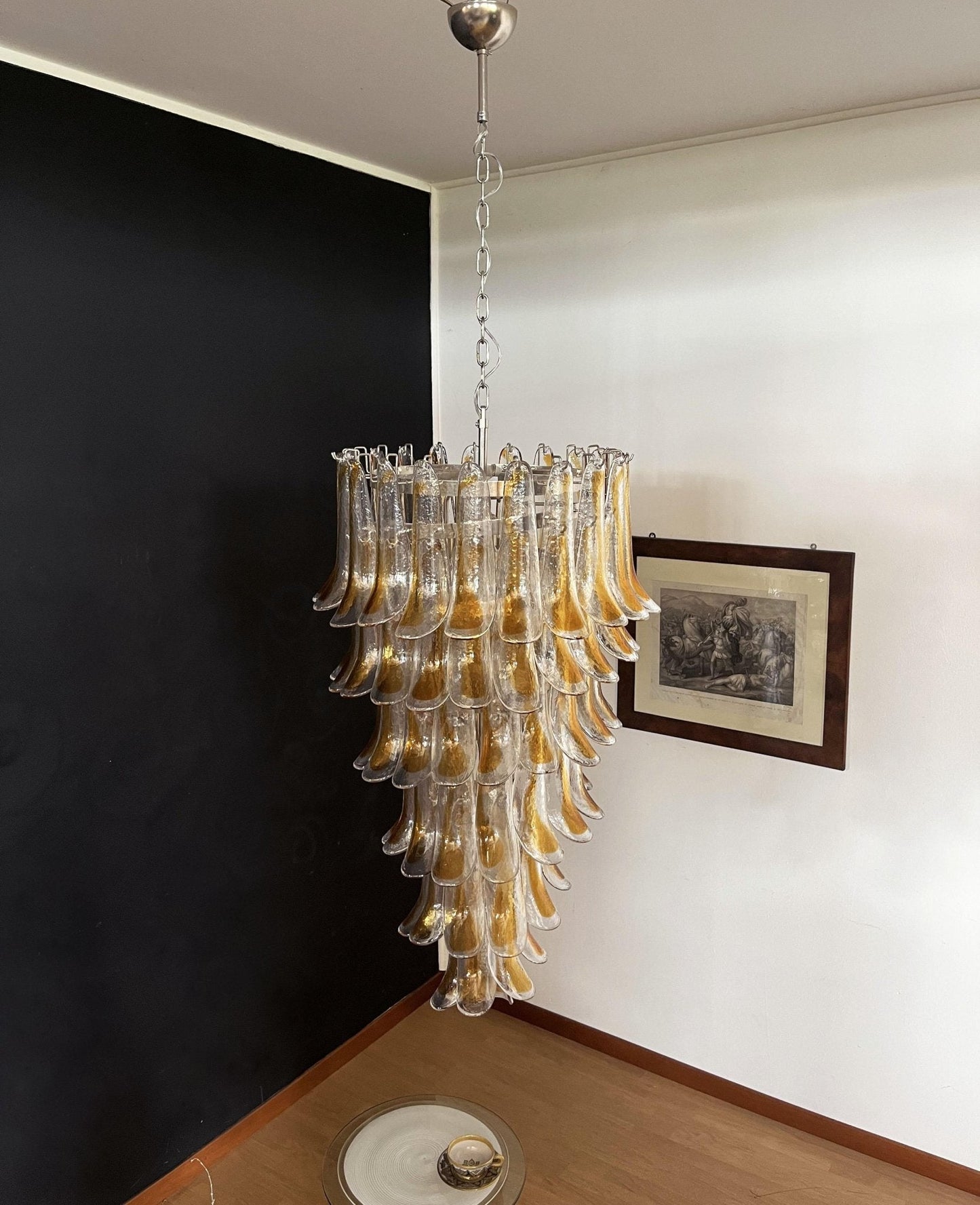 Elegant Marigold Glass Chandelier with Adjustable Height & LED Compati
