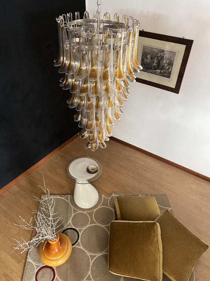 Elegant Marigold Glass Chandelier with Adjustable Height & LED Compati