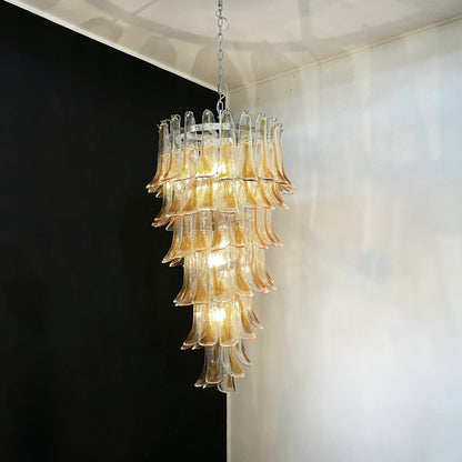 Elegant Marigold Glass Chandelier with Adjustable Height & LED Compati