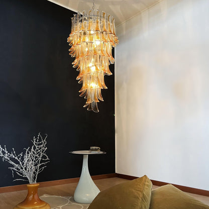 Elegant Marigold Glass Chandelier with Adjustable Height & LED Compati