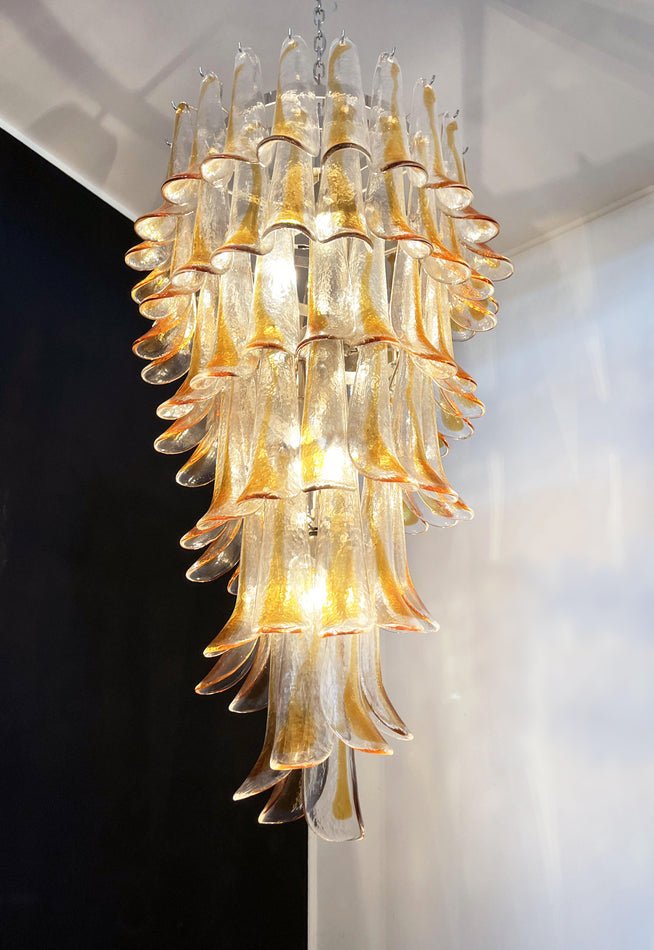 Elegant Marigold Glass Chandelier with Adjustable Height & LED Compati