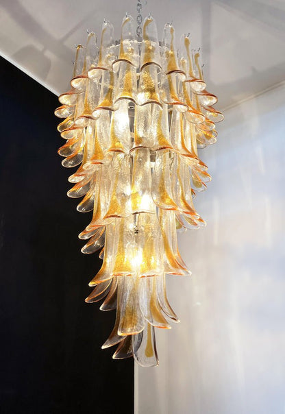 Elegant Marigold Glass Chandelier with Adjustable Height & LED Compati