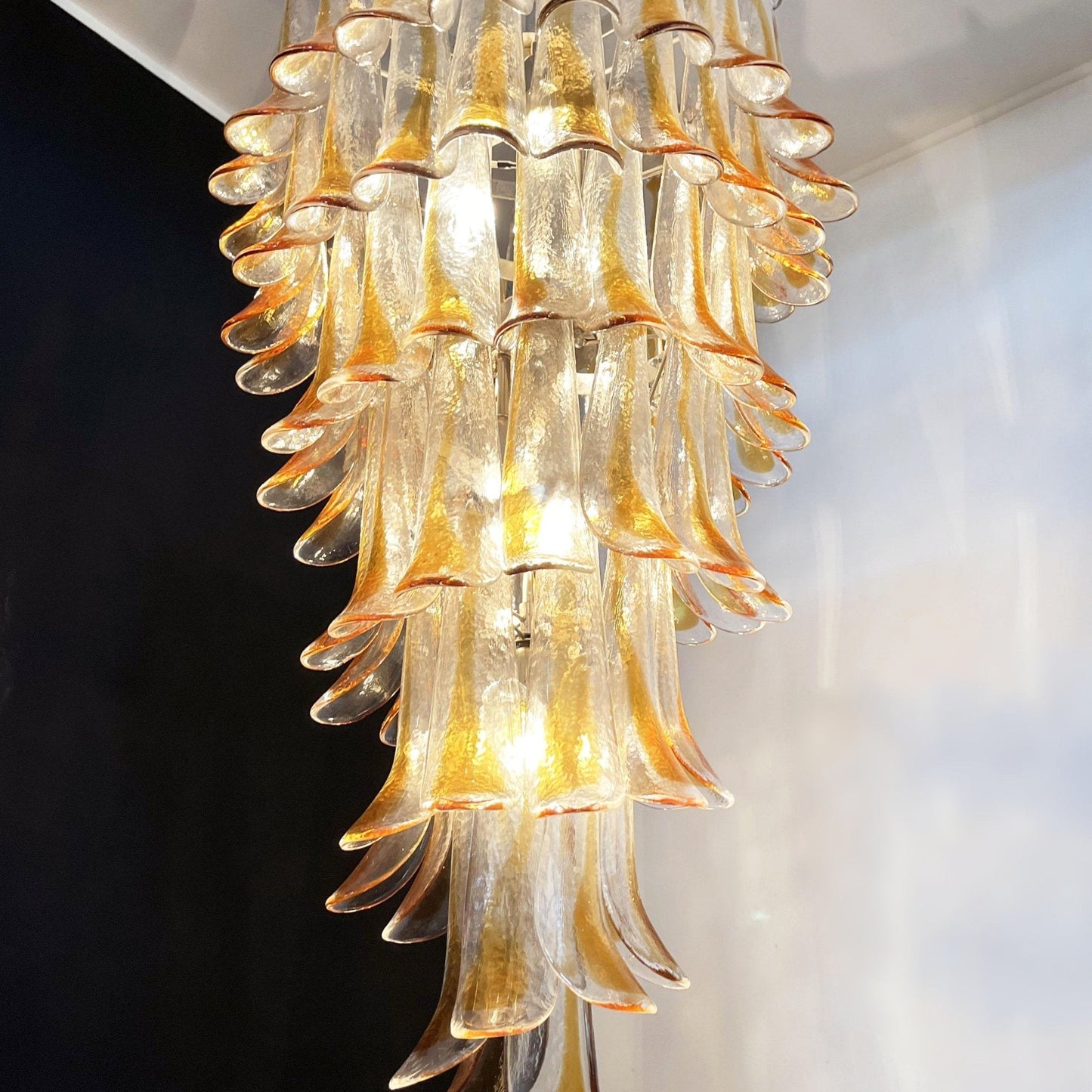 Elegant Marigold Glass Chandelier with Adjustable Height & LED Compati