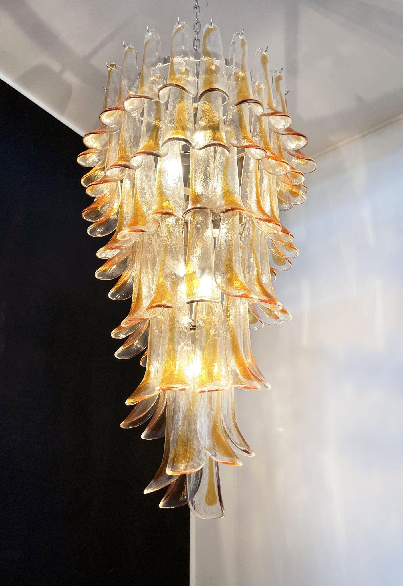 Elegant Marigold Glass Chandelier with Adjustable Height & LED Compati