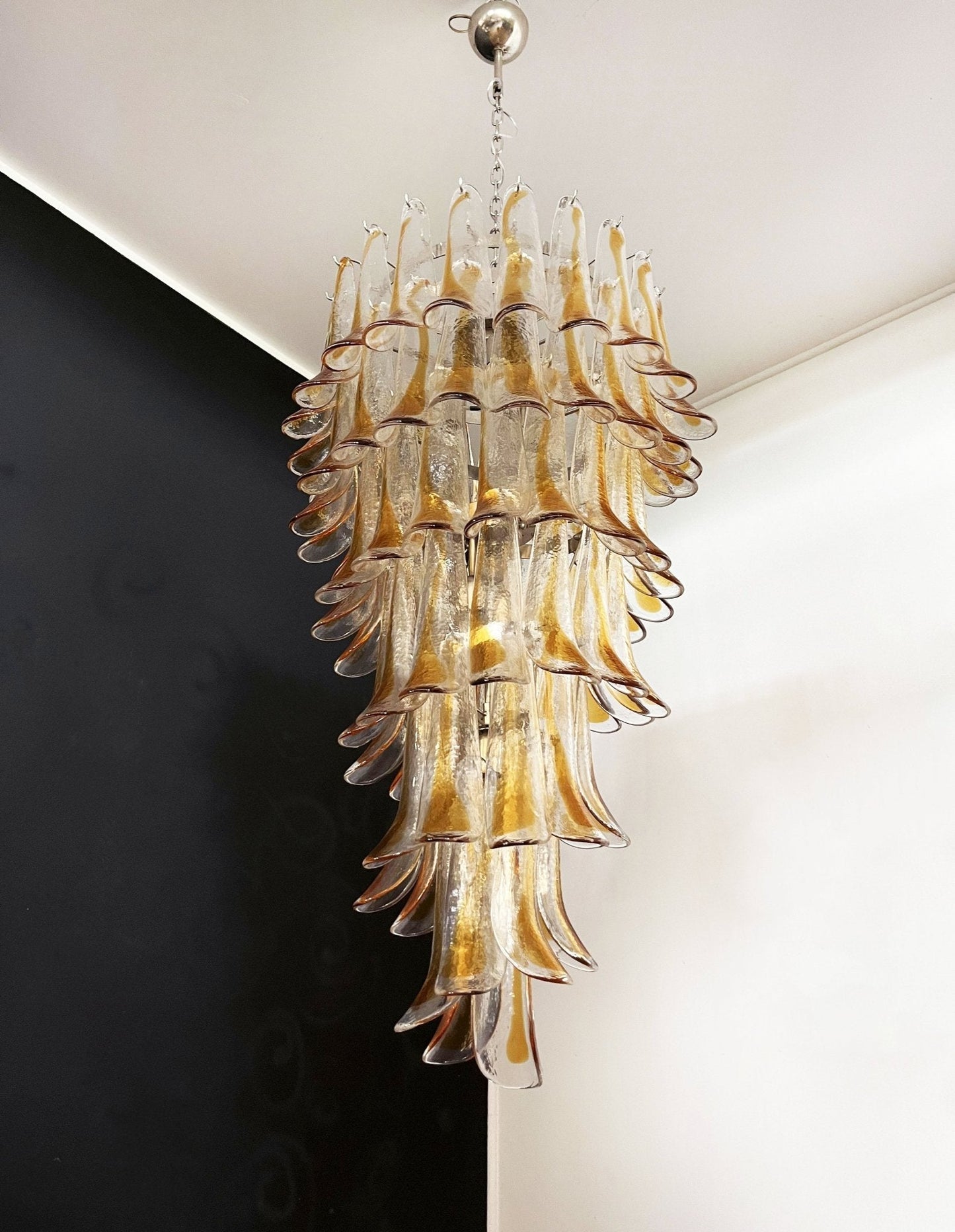 Elegant Marigold Glass Chandelier with Adjustable Height & LED Compati