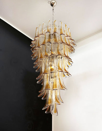 Elegant Marigold Glass Chandelier with Adjustable Height & LED Compati