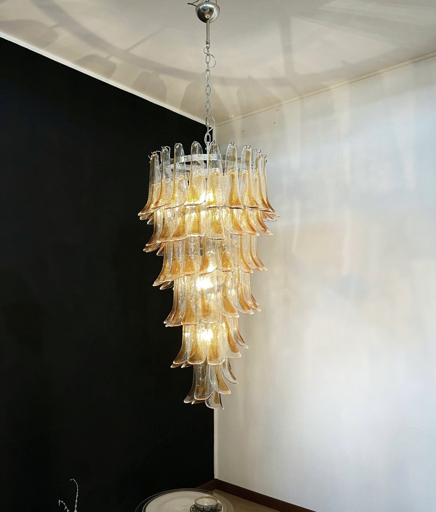 Elegant Marigold Glass Chandelier with Adjustable Height & LED Compati