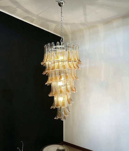 Elegant Marigold Glass Chandelier with Adjustable Height & LED Compati
