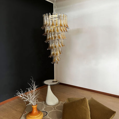 Elegant Marigold Glass Chandelier with Adjustable Height & LED Compati
