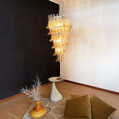 Elegant Marigold Glass Chandelier with Adjustable Height & LED Compati