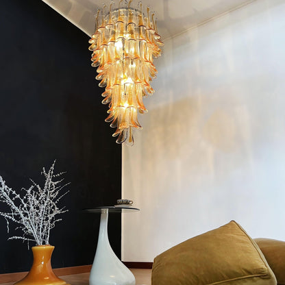 Elegant Marigold Glass Chandelier with Adjustable Height & LED Compati