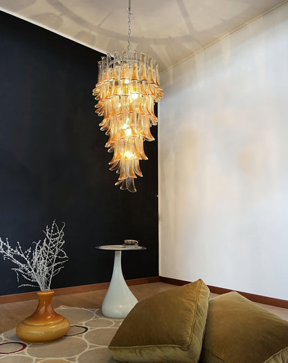 Elegant Marigold Glass Chandelier with Adjustable Height & LED Compati