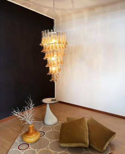 Elegant Marigold Glass Chandelier with Adjustable Height & LED Compati