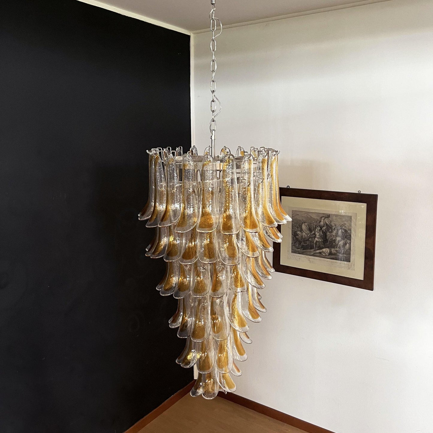 Elegant Marigold Glass Chandelier with Adjustable Height & LED Compati