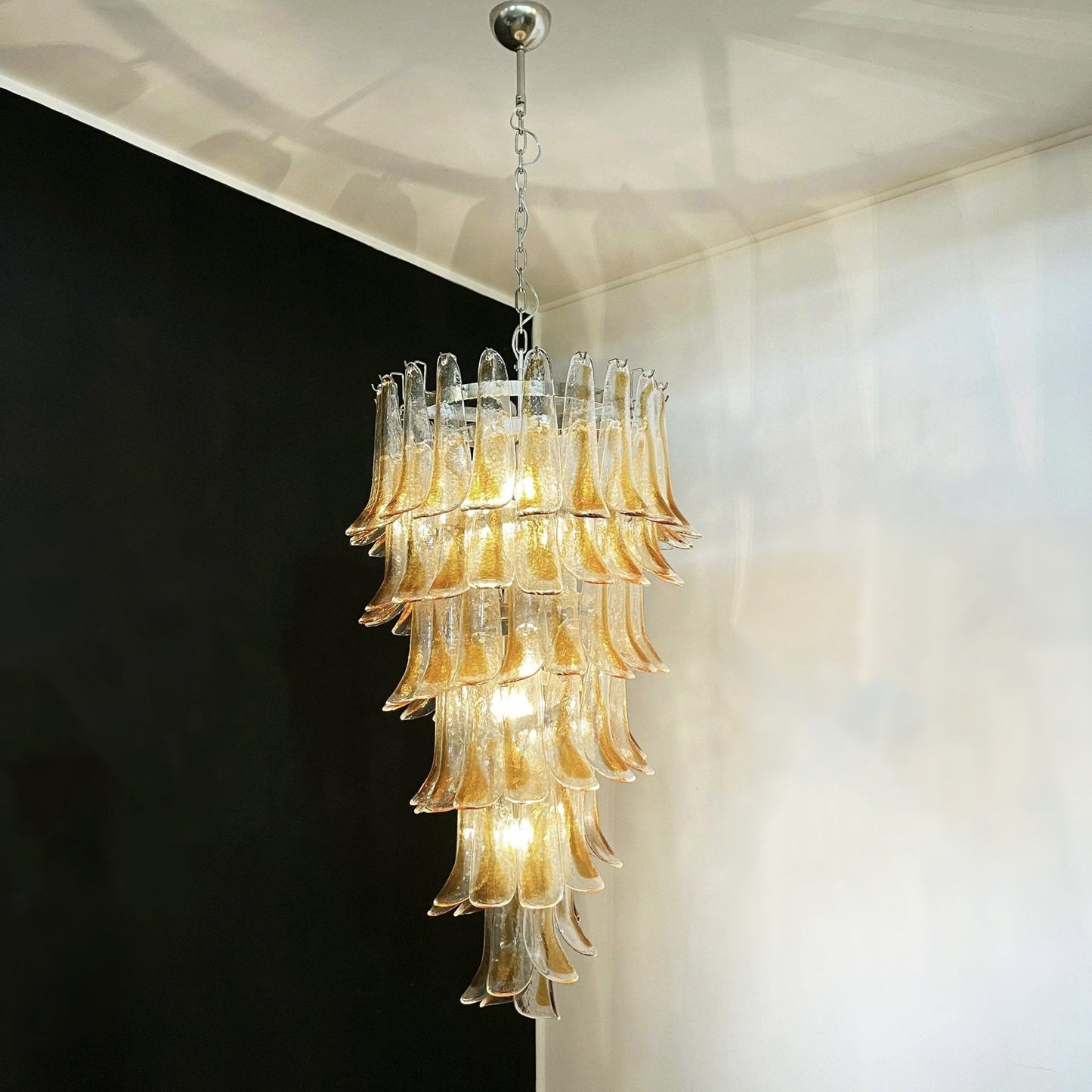 Elegant Marigold Glass Chandelier with Adjustable Height & LED Compati